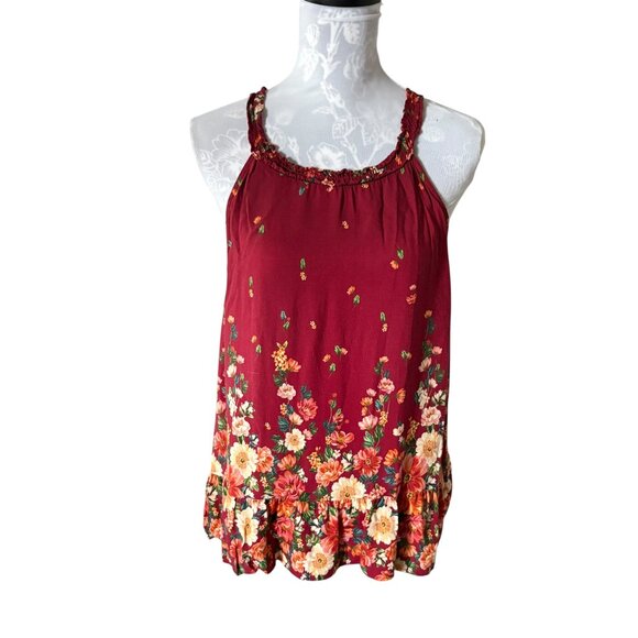 Farm Rio Claudette Halter Blouse Top Womens Floral Red Xlarge - Picture 1 of 5